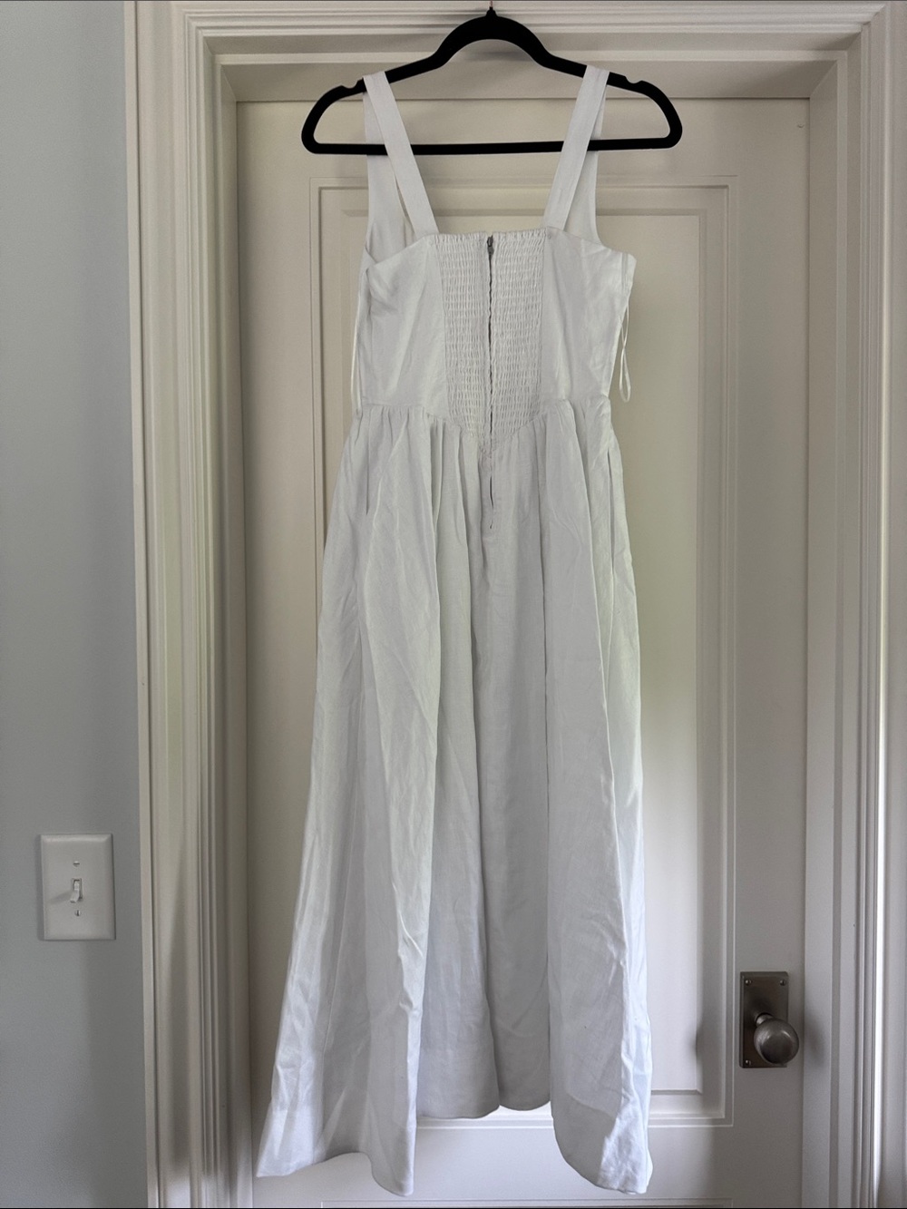 Reformation White Sleeveless Midi Dress with Gathered Bust - Picture 3 of 4